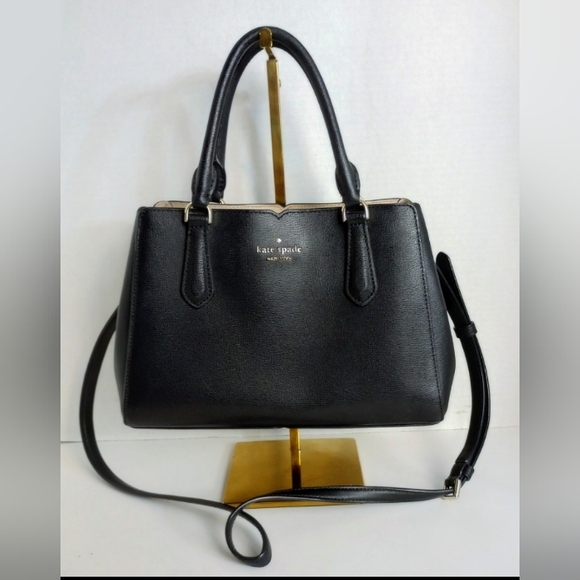 kate spade Handbags - Kate Spade Tippy Black Leather Three Compartment Crossbody Satchel Purse